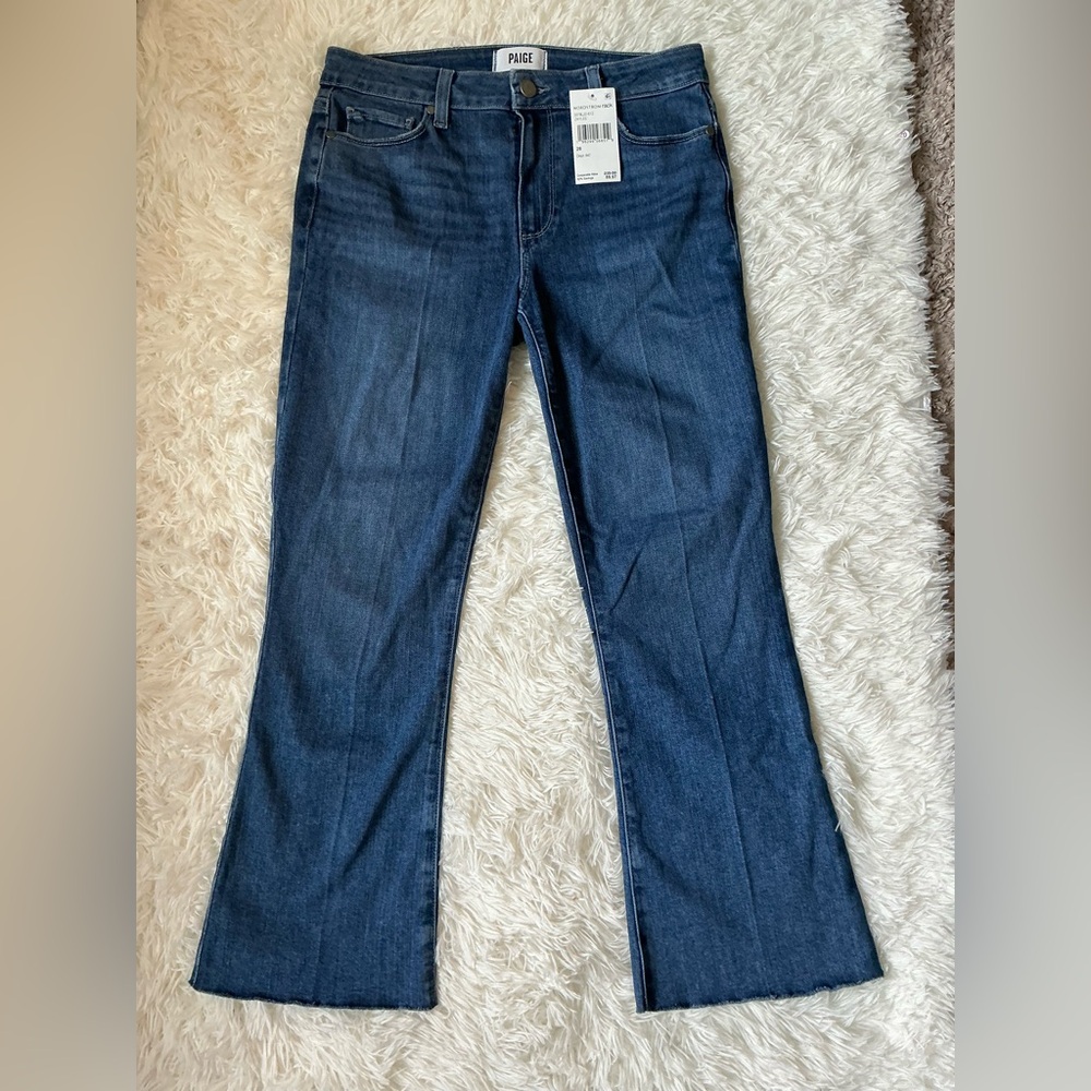 PAIGE Rory Crop Flare Jeans | Size 28 | Medium Wash | Stretch Comfort - Picture 2 of 10